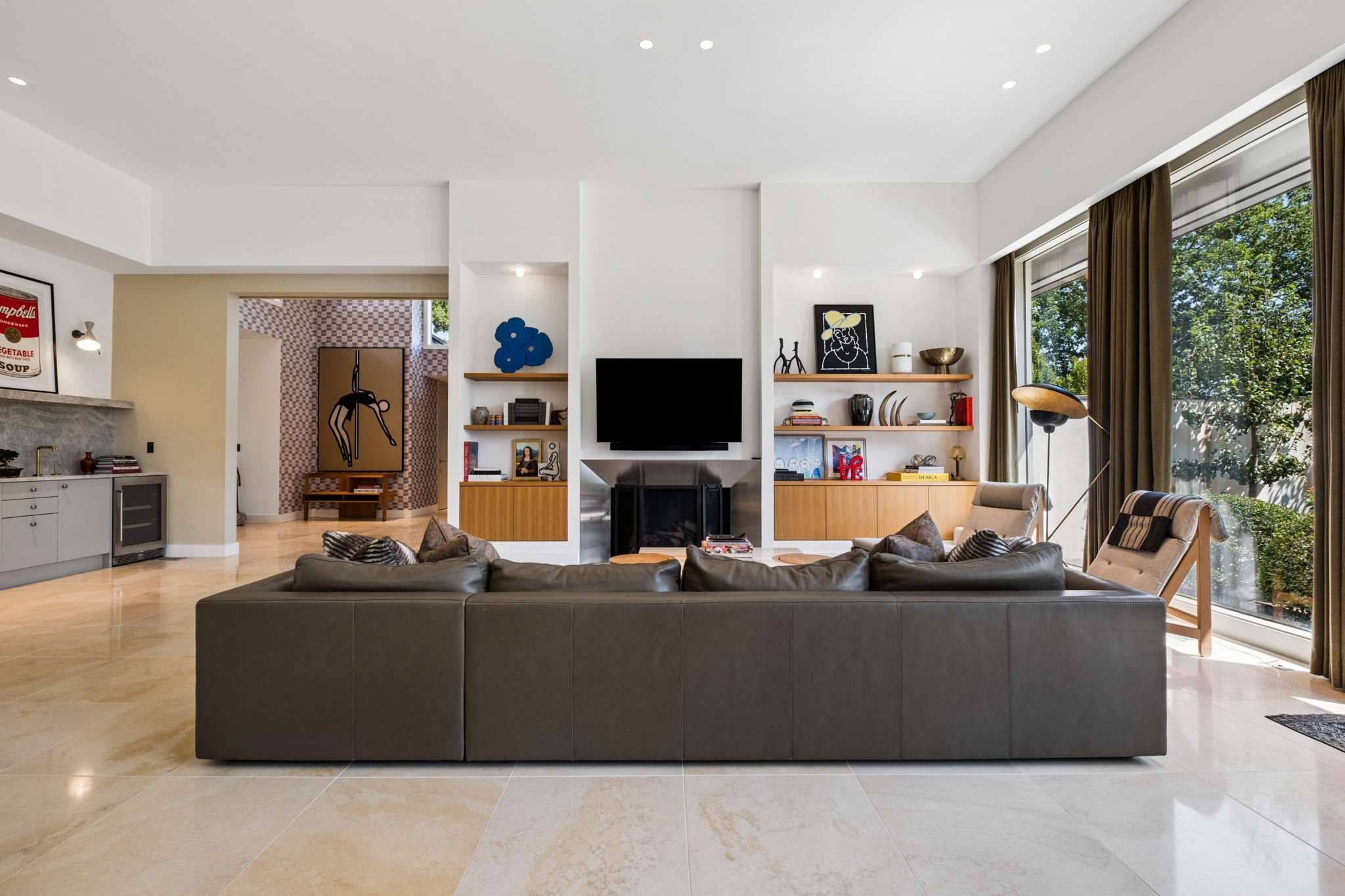 6210 Hickory Valley Rd living room with walls of glass, Hillwood Nashville